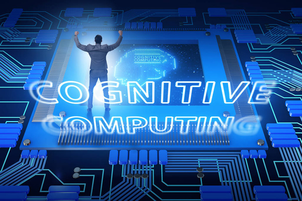 Cognitive computing concept as future technology with businessma - Photo, Image