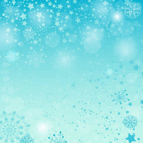 Padrão de Natal manchado azul pastel de inverno com flocos de neve e estrelas (eps 10
) - Vetor, Imagem