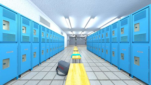 3D CG rendering of locker room - Photo, Image
