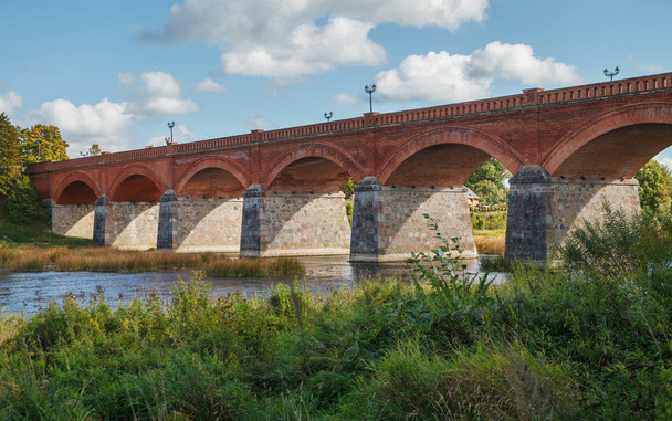 View to the brick bridge above river. - Photo, Image