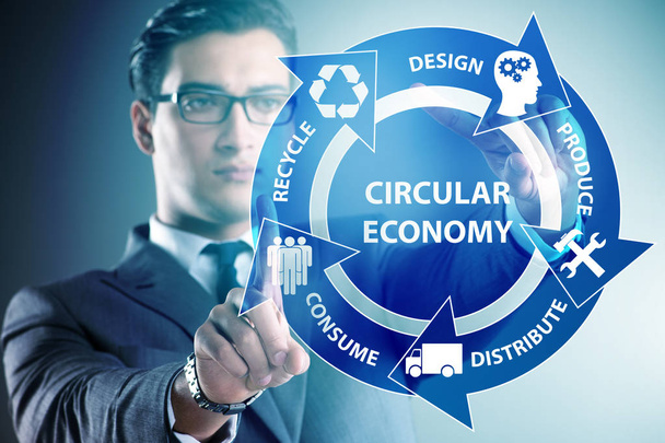 Concepto de economía circular con empresario - Foto, Imagen