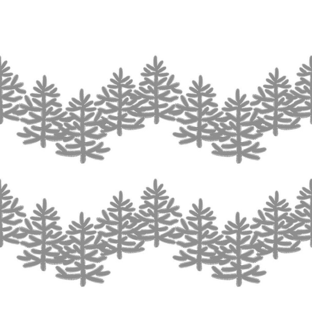 Patrón monocromo sin costuras con árboles de Navidad sobre fondo blanco
 - Vector, Imagen