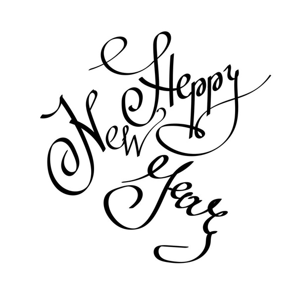 frohes neues Jahr handgezeichnete Kalligraphie Phrase auf weiß. - Vektor, Bild