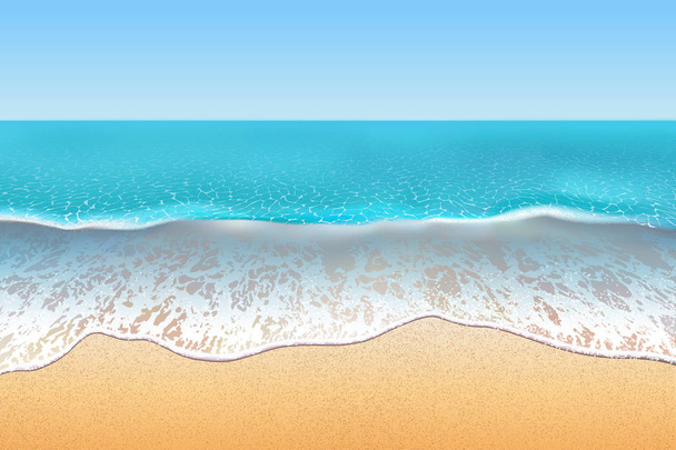 Tropisch strand vectorillustratie. Zand en zachte golven - Vector, afbeelding