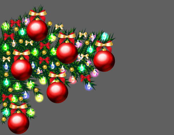 Christmas toy on a branch - Vetor, Imagem