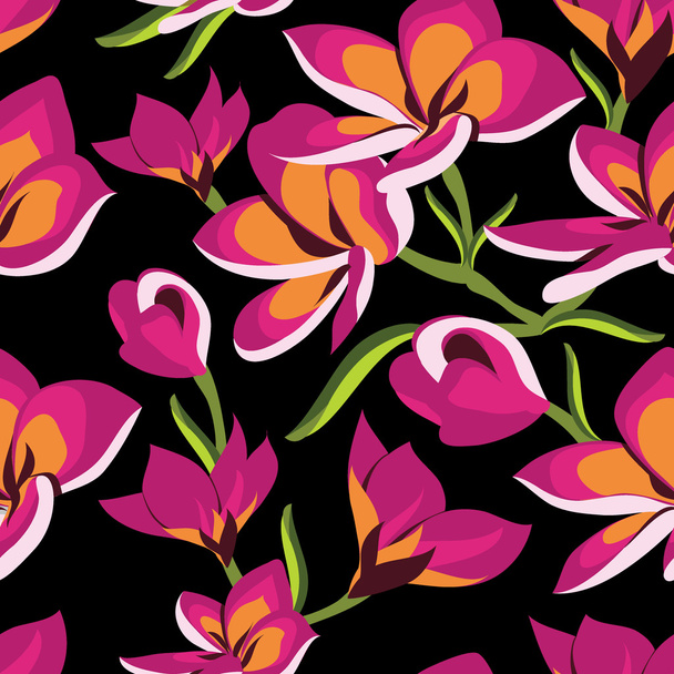 Floral seamless pattern with beautiful flowers, hand-drawing. - Vector, Imagen