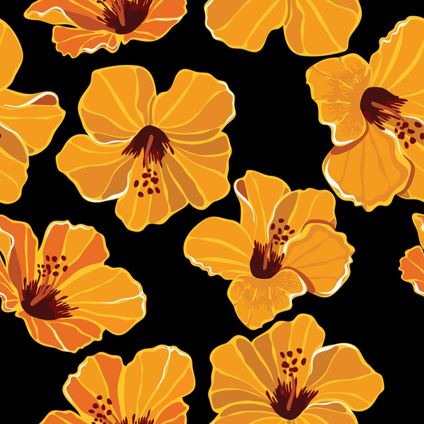 Floral seamless pattern with beautiful flowers, hand-drawing. - Διάνυσμα, εικόνα