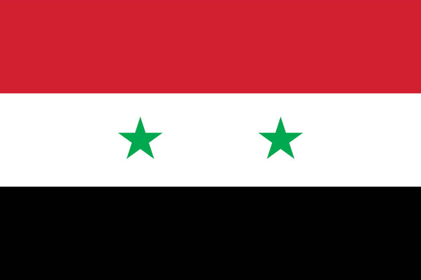 ВЕКТОРНОЕ ИЗОБРАЖЕНИЕ прапор Сирії. На основі офіційних і точне Сирійський прапор розміри (3:2) & кольори (186c, білий, чорний і 354c) - Вектор, зображення