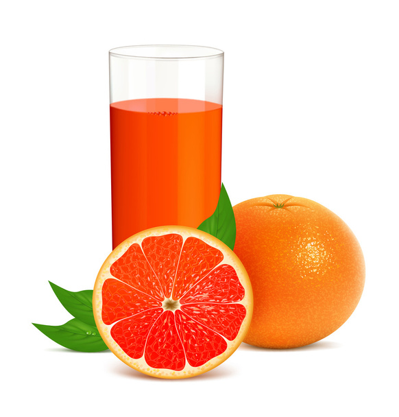 Fresh grapefruits with juice - Vector, Image