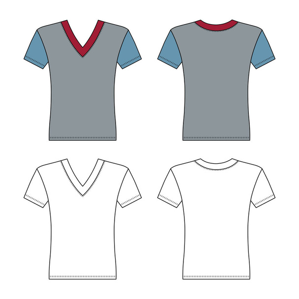 T-shirt man template (frente, visão traseira), ilustração vetorial isolada no fundo
 - Vetor, Imagem