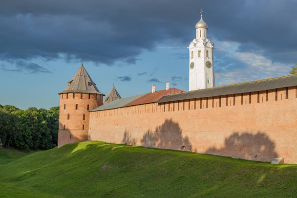 Novgorod Kremlin redbrick fortress walls brick day time - Photo, image