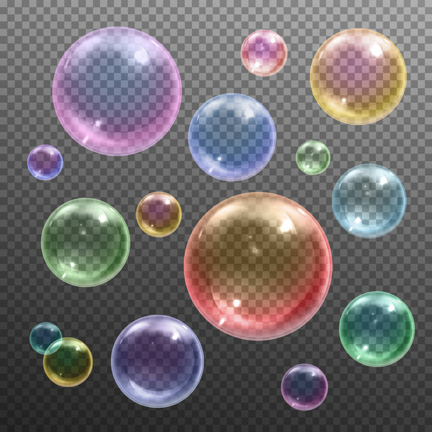Szappan buborékok reális átlátszó  - Vektor, kép