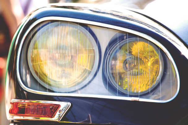 headlight and beautiful retro car design, retro toned - Fotoğraf, Görsel