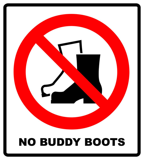 Geen modderige laarzen-symbool. Regen laarzen verbod teken. Rode waarschuwingspictogram verbod. illustratie geïsoleerd op wit. Zwarte eenvoudige pictogram. Uittrekken van uw schoenen - Foto, afbeelding