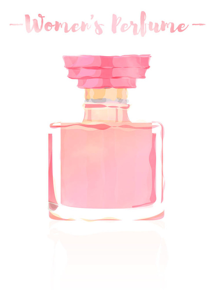 Ilustracja wektorowa różowy obraz watercolored piękno naczynie perfum butelki produktu pełne kwiaty zapachów. - Wektor, obraz