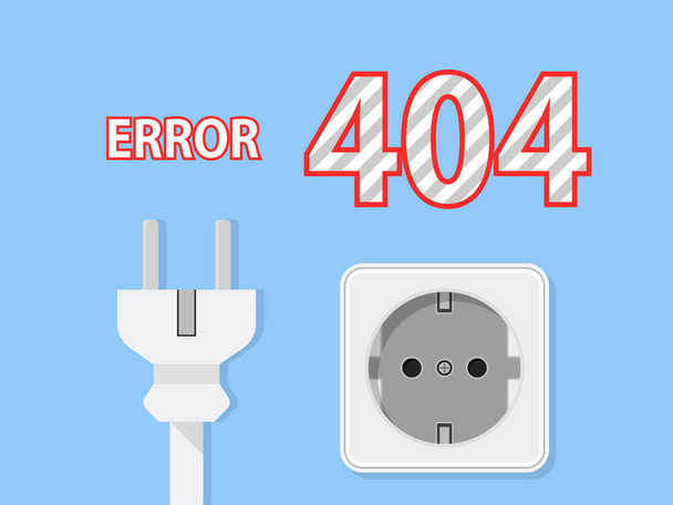 Electric Plug and Socket unplugged - flat line design 404 error - Vector, Image