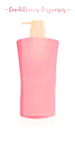 Рожевий кольоровий живопис Векторні ілюстрації пляшки для дозатора для волосся для краси
. - Вектор, зображення