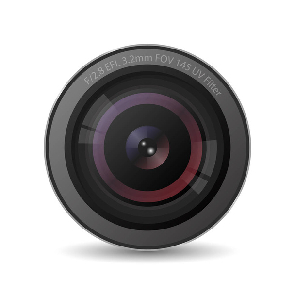 Realistic High Quality camera lens with white background, vector Illustration. - Vector, Image