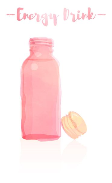 Рожевий кольоровий живопис Векторна ілюстрація маленької пляшки вітамінів енергетичний напій
. - Вектор, зображення