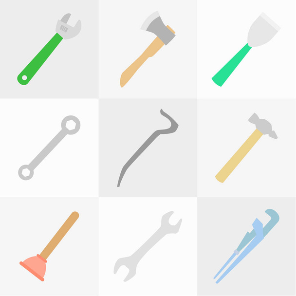 Collection of tools. Vector illustration. Professional tools for manual labor, repair and assistance in the household. - Vector, Image