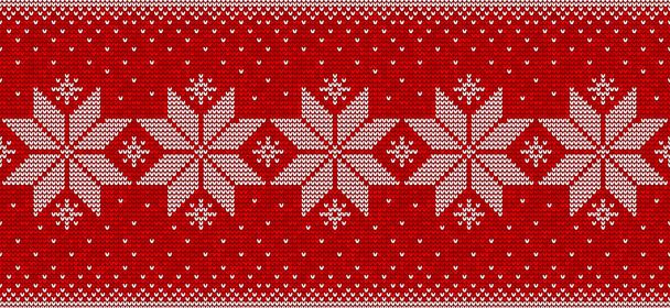 Red and white christmas seamless pattern background with snowflakes vector - Vektor, Bild