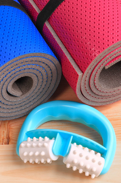 Set for the treatment of cellulite. Fitness foam roller, ideal for self-massage. - Photo, Image