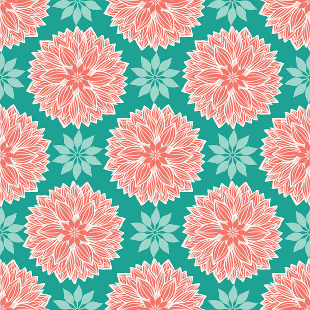 Lotus floral mandalas design in a modern colorful elegant style. Seamless vector repeat pattern. Ideal for home decor, wallpaper, fabric, paper goods, stationery, packaging. - Vector, Image