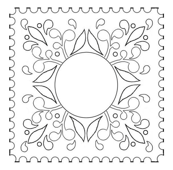 dekorative pflanzliche Kontur dekoratives Muster in einem Quadrat - Foto, Bild