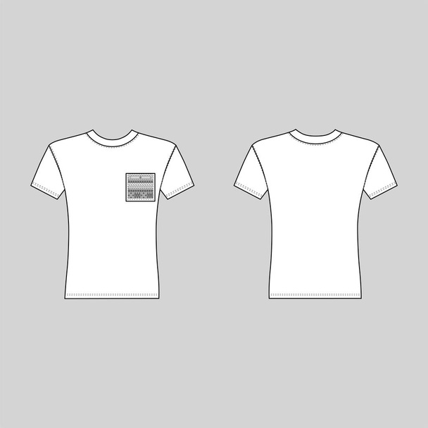 T shirt man template (front, back views), vector illustration isolated on background - Vector, Image