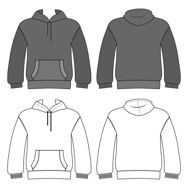 Hoodie man template (front, back views), vector illustration isolated on background - Vettoriali, immagini