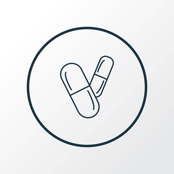 Pillen pictogram lijn symbool. Premium kwaliteit geïsoleerd drug element in trendy stijl. - Foto, afbeelding