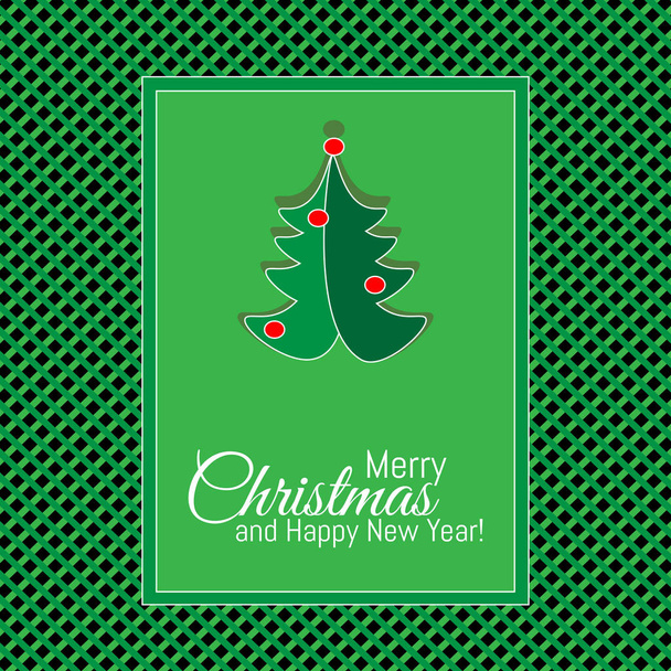 Wesołych Świąt i szczęśliwego nowego roku zielony Zaprojektuj kartkę z życzeniami. Wektor wzór na zimowy urlop na zielonym tle. - Wektor, obraz