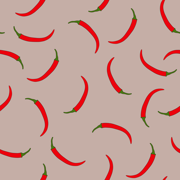 Seamless pattern vector hot pepper chili - Vector, Image