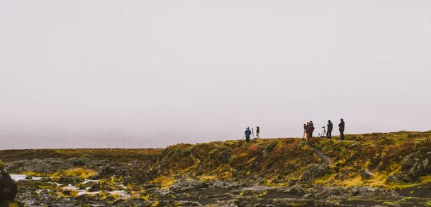 Group of photographers on a mountain - Foto, Bild