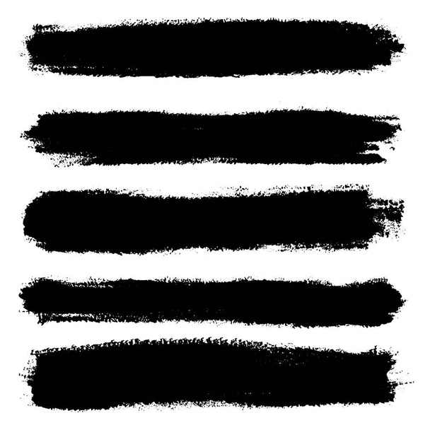 Vector set of hand drawn horizontal brush strokes, stains for backdrops. Monochrome design elements set. One color monochrome artistic hand drawn backgrounds. - Vector, Image