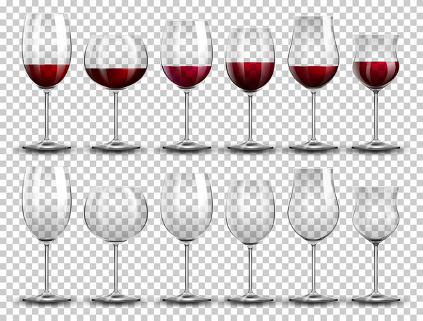 Set Wein auf verschiedenen Gläsern Illustration - Vektor, Bild