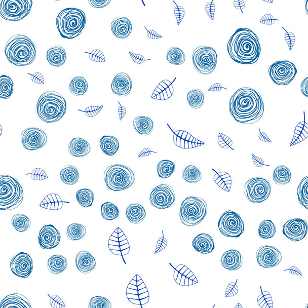 Light BLUE vector seamless natural pattern with leaves and flowers. Leaves and flowers with gradient on white background. Pattern for trendy fabric, wallpapers. - Διάνυσμα, εικόνα