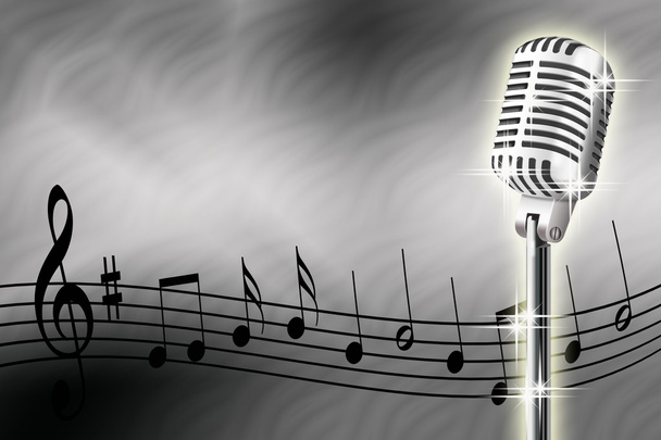 Microphone and musical notes - Φωτογραφία, εικόνα
