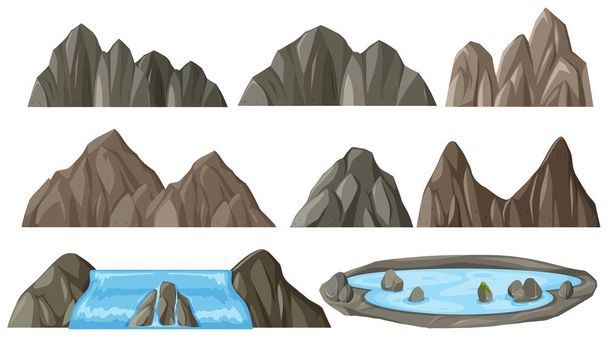 Farklı dağ resimde kümesi - Vektör, Görsel
