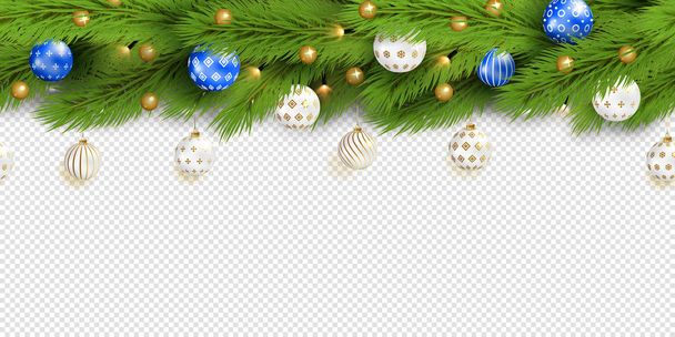 Detailed Seamless Top Christmas Garland. Realistic vector - Vektör, Görsel