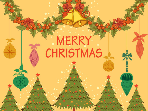 Decorated Tree for Merry Christmas Holiday celebration background - Vektor, obrázek