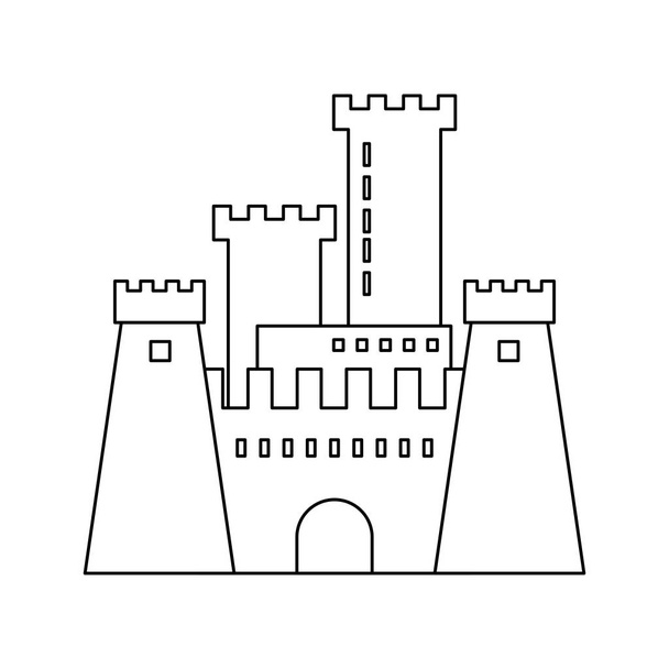Medieval castle building black and white - Vector, Image