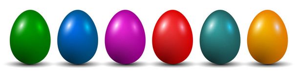 Seis huevos de Pascua, colección de huevos de colores, símbolo de Pascua - vector
 - Vector, Imagen