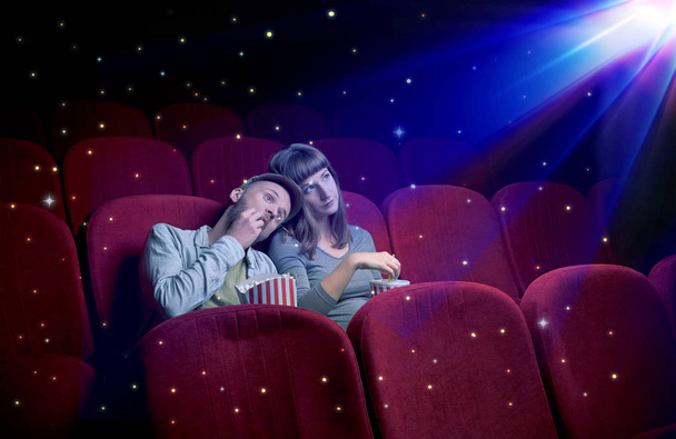Lovely couple watching 3D movie - Foto, Imagen