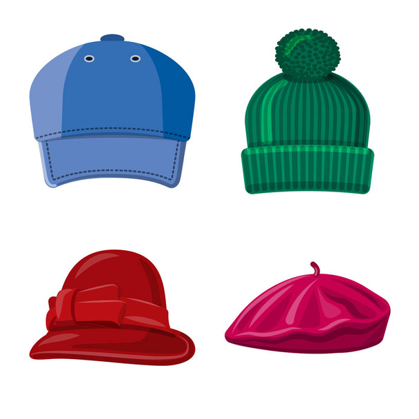 Diseño vectorial del casco y el símbolo de la tapa. Colección de sombreros y accesorios stock vector ilustración
. - Vector, imagen