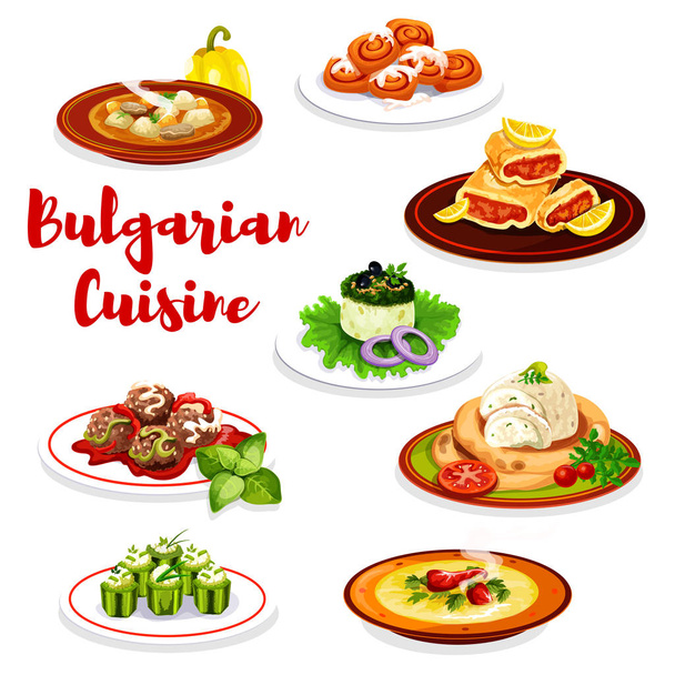 Plats de viande bulgares et gâteau, vecteur
 - Vecteur, image