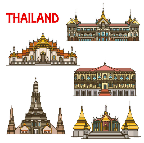Ταϊλάνδης ταξιδιωτικά ορόσημο της Μπανγκόκ αρχιτεκτονική - Διάνυσμα, εικόνα
