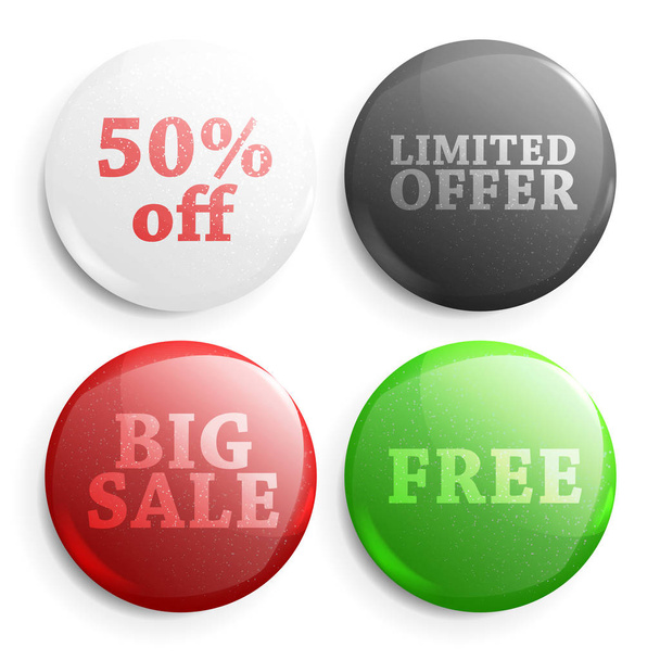 Set of glossy sale buttons - Vector, afbeelding