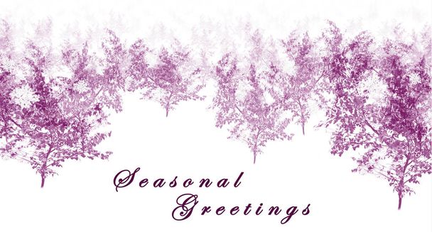 Rosa y magenta simples saludos de temporada con árboles y texto
 - Foto, imagen