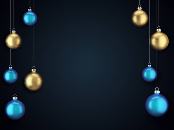 3D Rendering Christmas Card with Christmas Balls - Photo, image